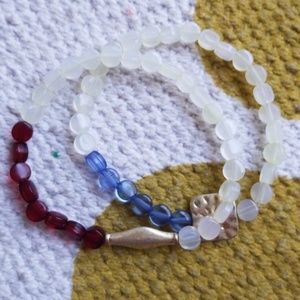 Red & Blue Beaded Bracelet